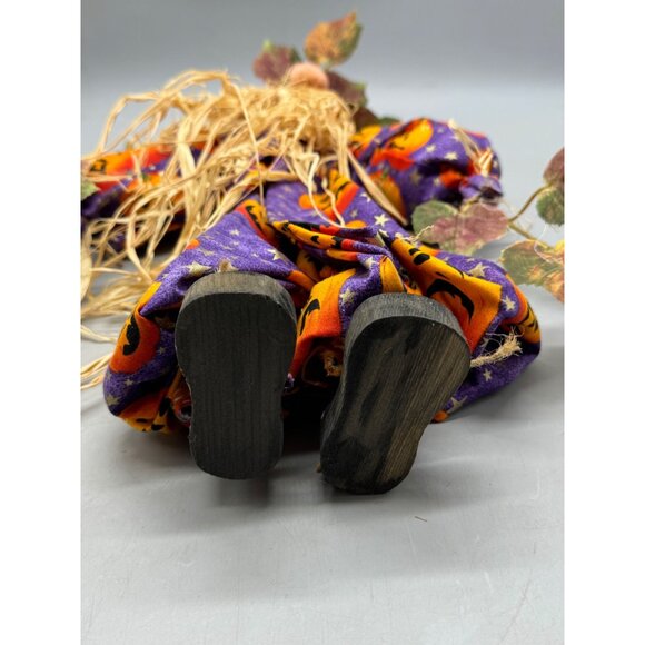 Handcrafted Pumpkin Scarecrow Fall Decoration Purple Orange Halloween figurine - Picture 6 of 13